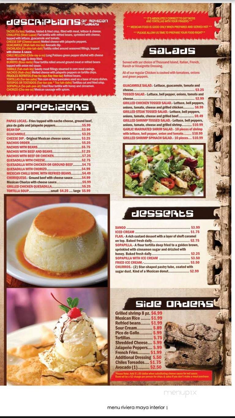 Riviera Maya Mexican - Columbus, IN menu_pic