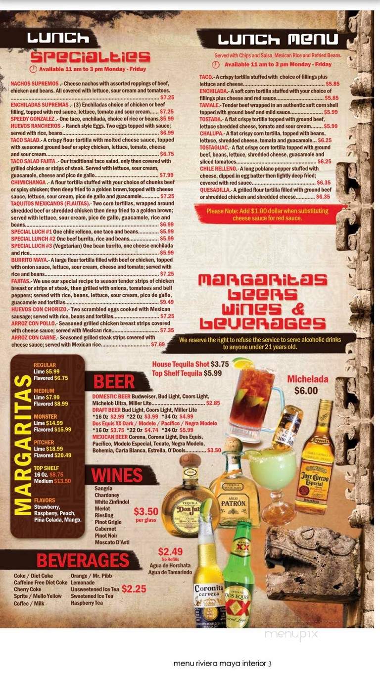 Riviera Maya Mexican - Columbus, IN menu_pic