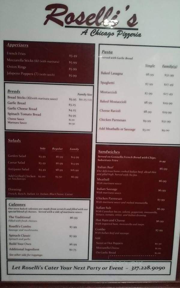 Roselli's Pizza - Carmel, IN menu_pic