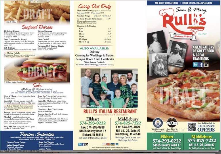 Rulli's Italian Rest - Middlebury, IN menu_pic