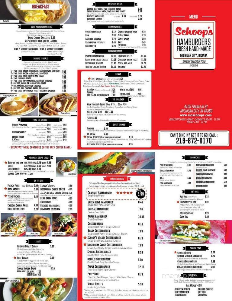 Schoop's Hamburgers - Michigan City, IN menu_pic