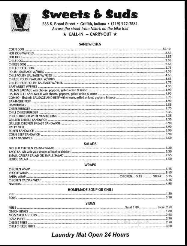 Sweets & Suds - Griffith, IN menu_pic