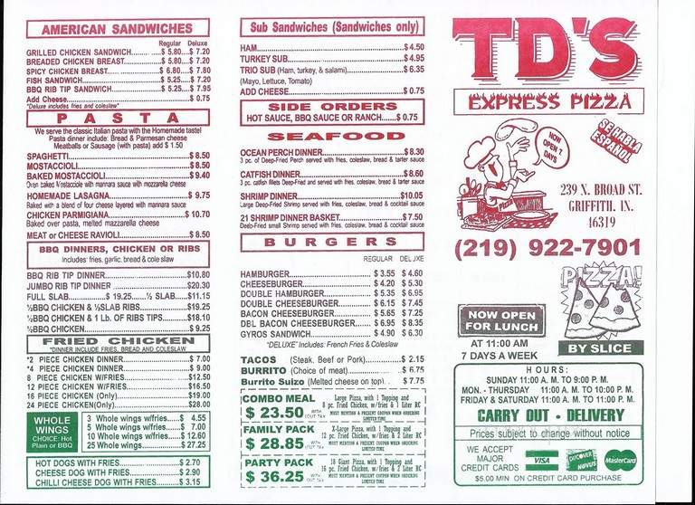 T D's Express Pizza - Griffith, IN