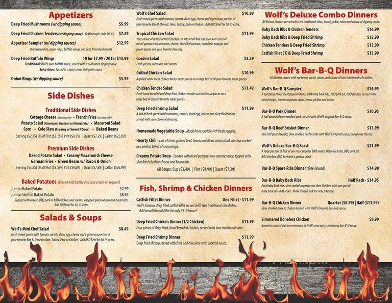Wolf's Bar-B-Q Restaurant - Evansville, IN menu_pic