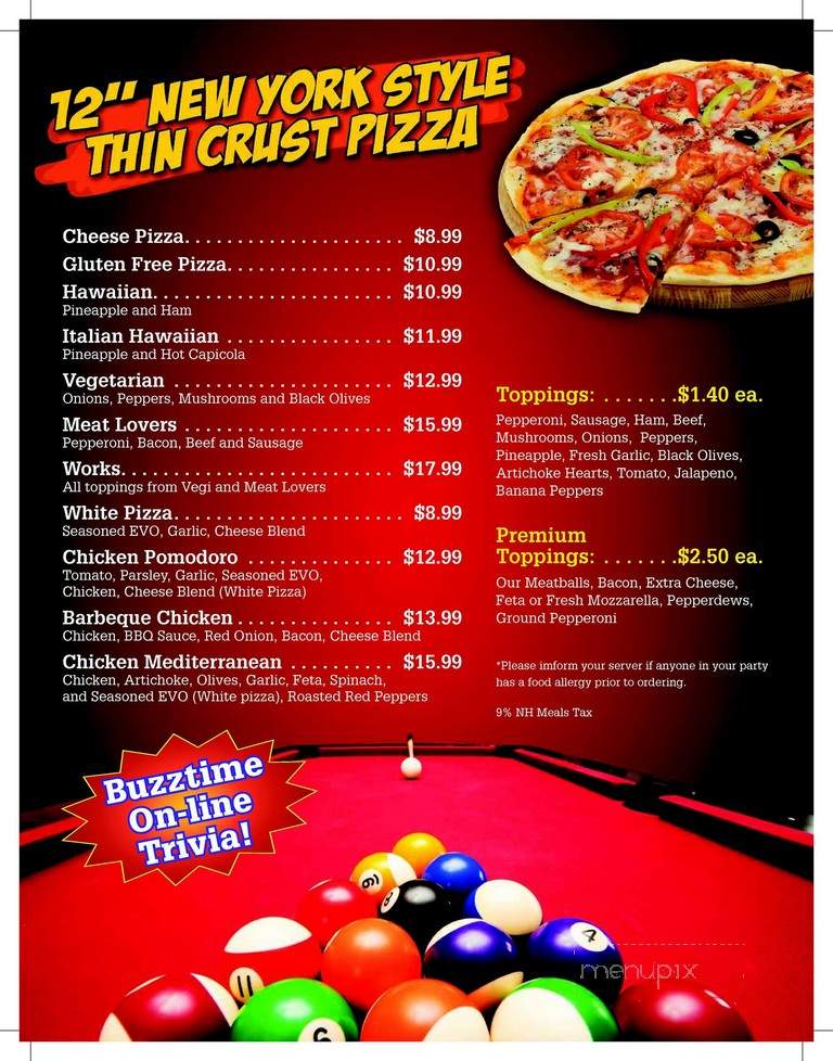 Racks Bar & Grill - Plaistow, NH menu_pic