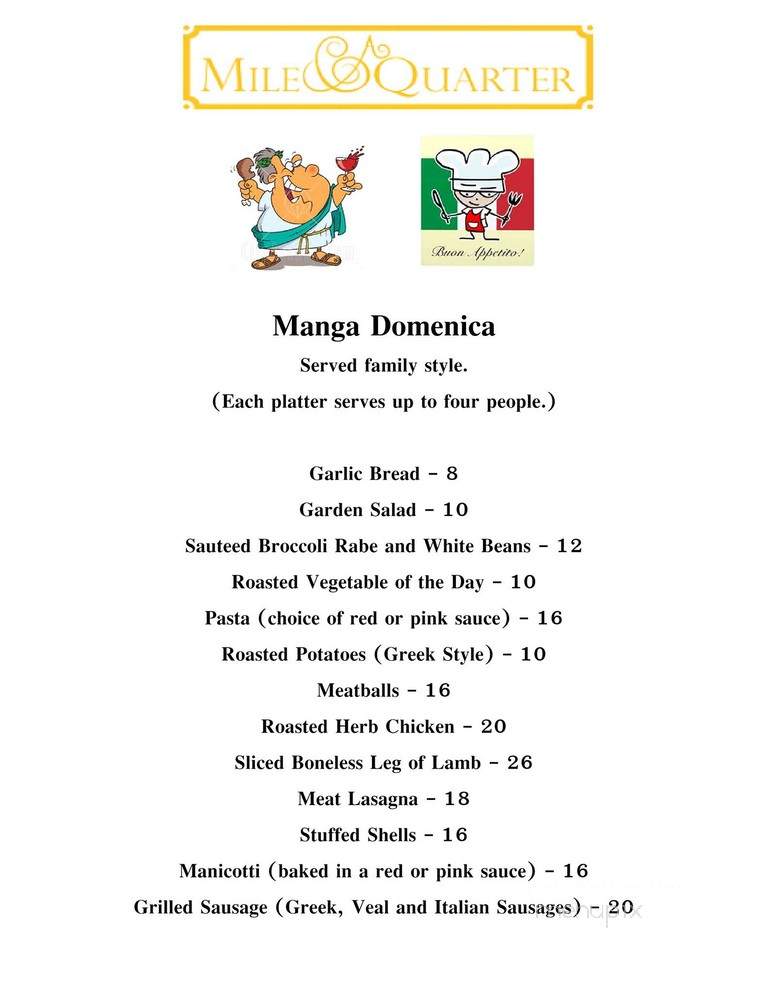 Mile and A Quarter - Providence, RI menu_pic