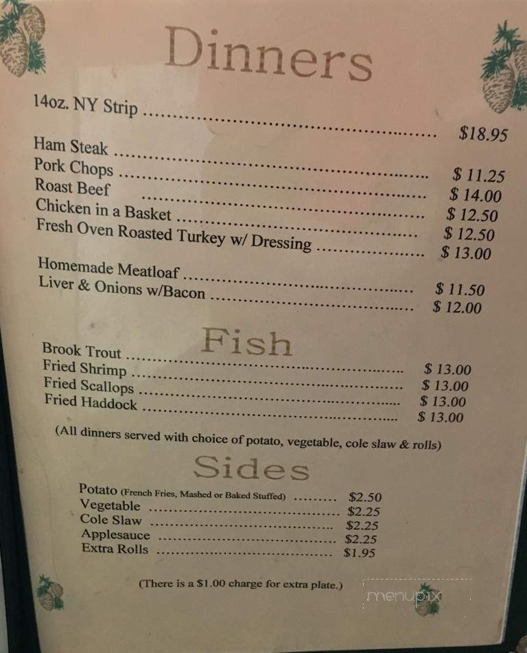 Black Bear Restaurant - Pottersville, NY menu_pic