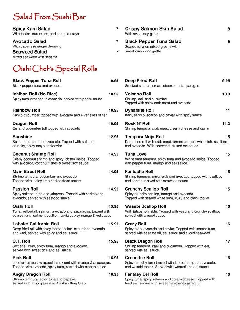Oishi Sushi & Izakaya - Norwalk, CT menu_pic