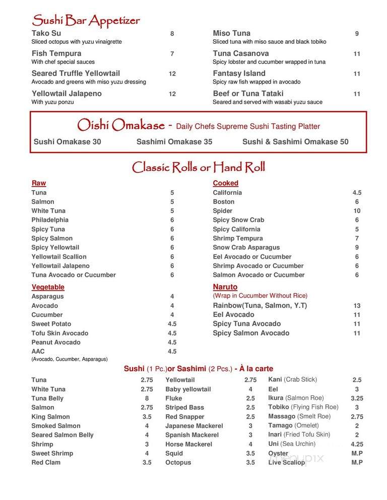 Oishi Sushi & Izakaya - Norwalk, CT menu_pic