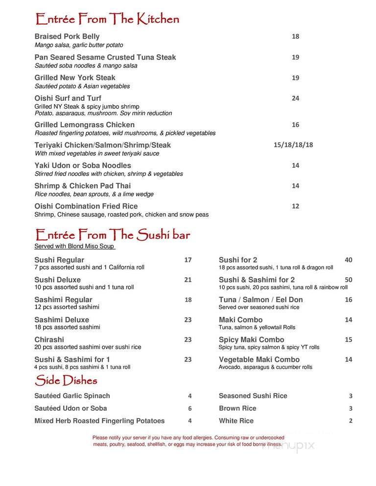 Oishi Sushi & Izakaya - Norwalk, CT menu_pic