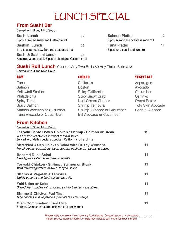 Oishi Sushi & Izakaya - Norwalk, CT menu_pic