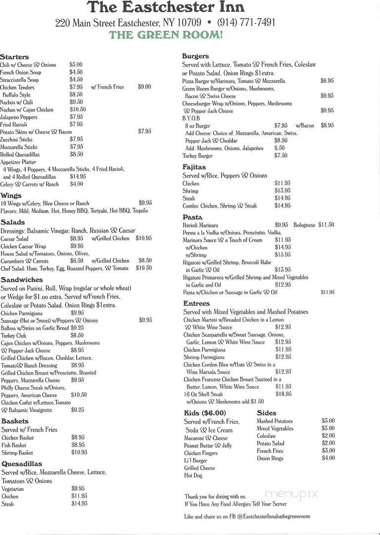 Eastchester Inn - Eastchester, NY menu_pic