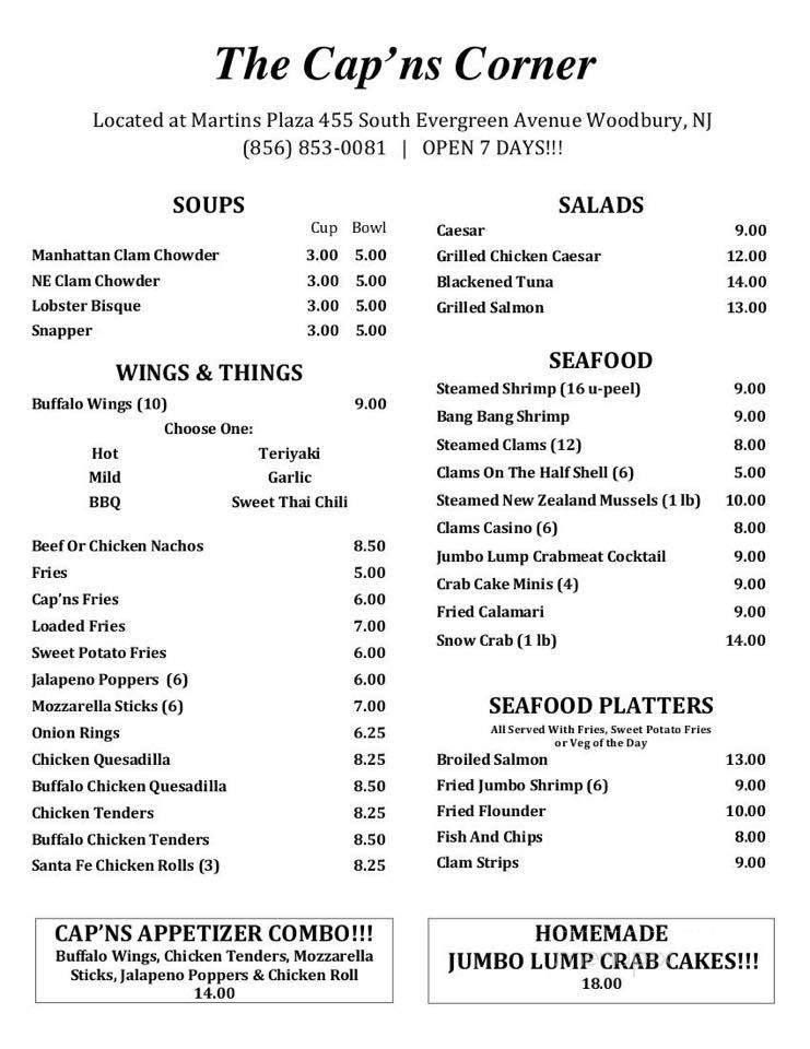 Cap'ns Corner - Woodbury, NJ menu_pic