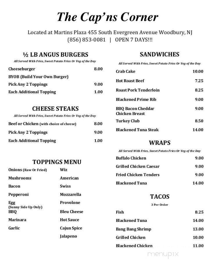 Cap'ns Corner - Woodbury, NJ menu_pic