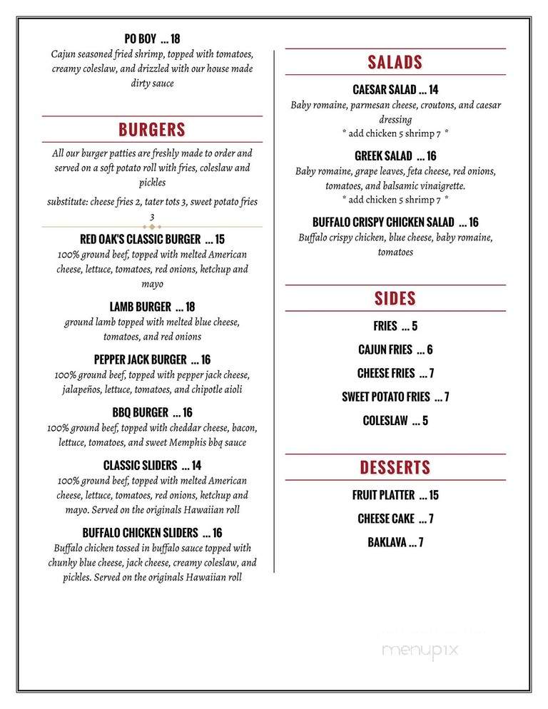 Red Oak - Brooklyn, NY menu_pic