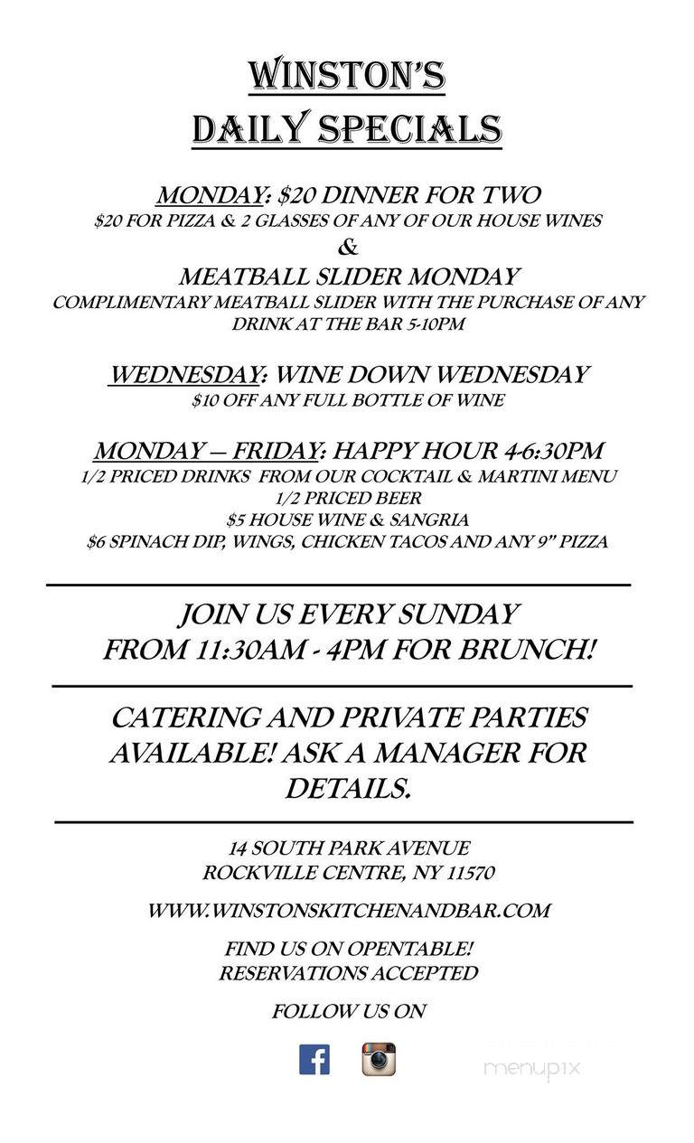 Winston's Whiskey & Wine Bar - Rockville Centre, NY menu_pic