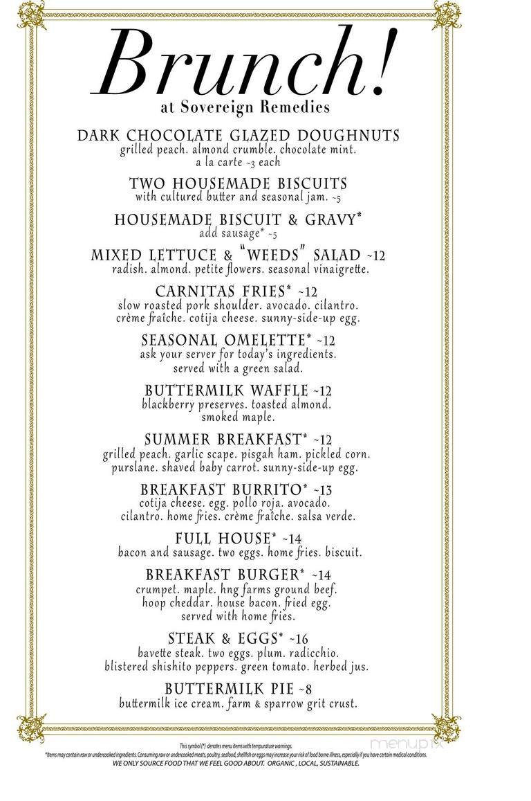 Sovereign Remedies - Asheville, NC menu_pic
