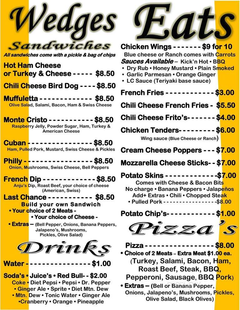 Last Chance Saloon - Walhalla, SC menu_pic