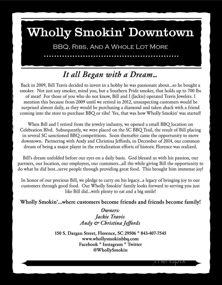 Wholly Smokin BBQ & Ribs - Florence, SC menu_pic