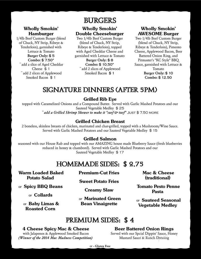 Wholly Smokin BBQ & Ribs - Florence, SC menu_pic