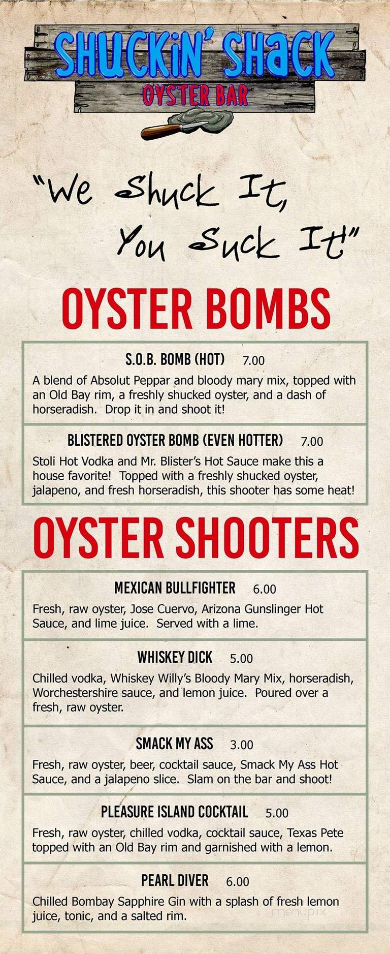 Shuckin' Shack - Summerville, SC menu_pic