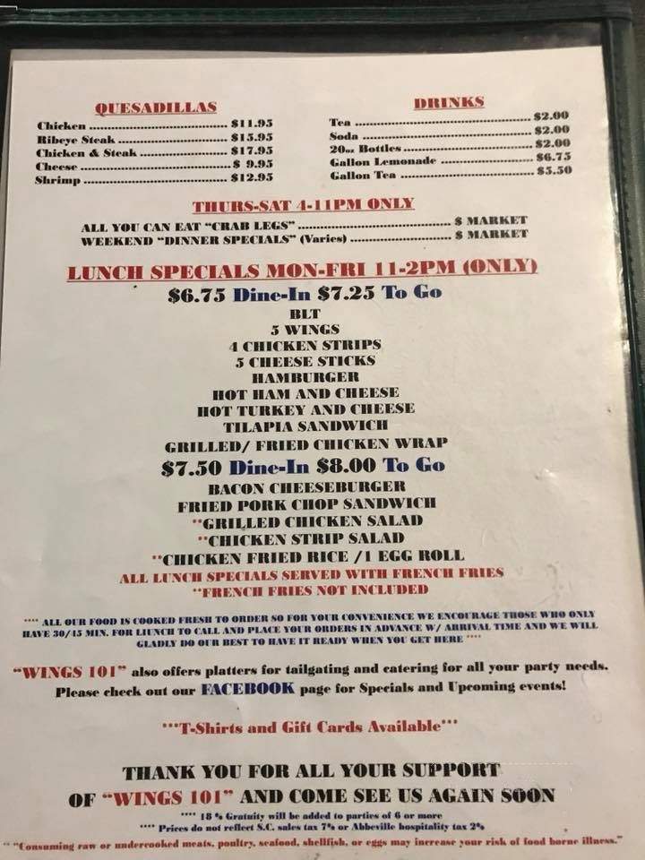 Wings & Thighs - Abbeville, SC menu_pic