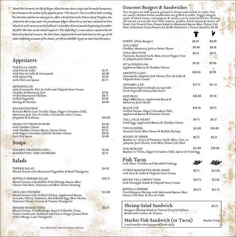 Poe's Tavern - Atlantic Beach, FL menu_pic