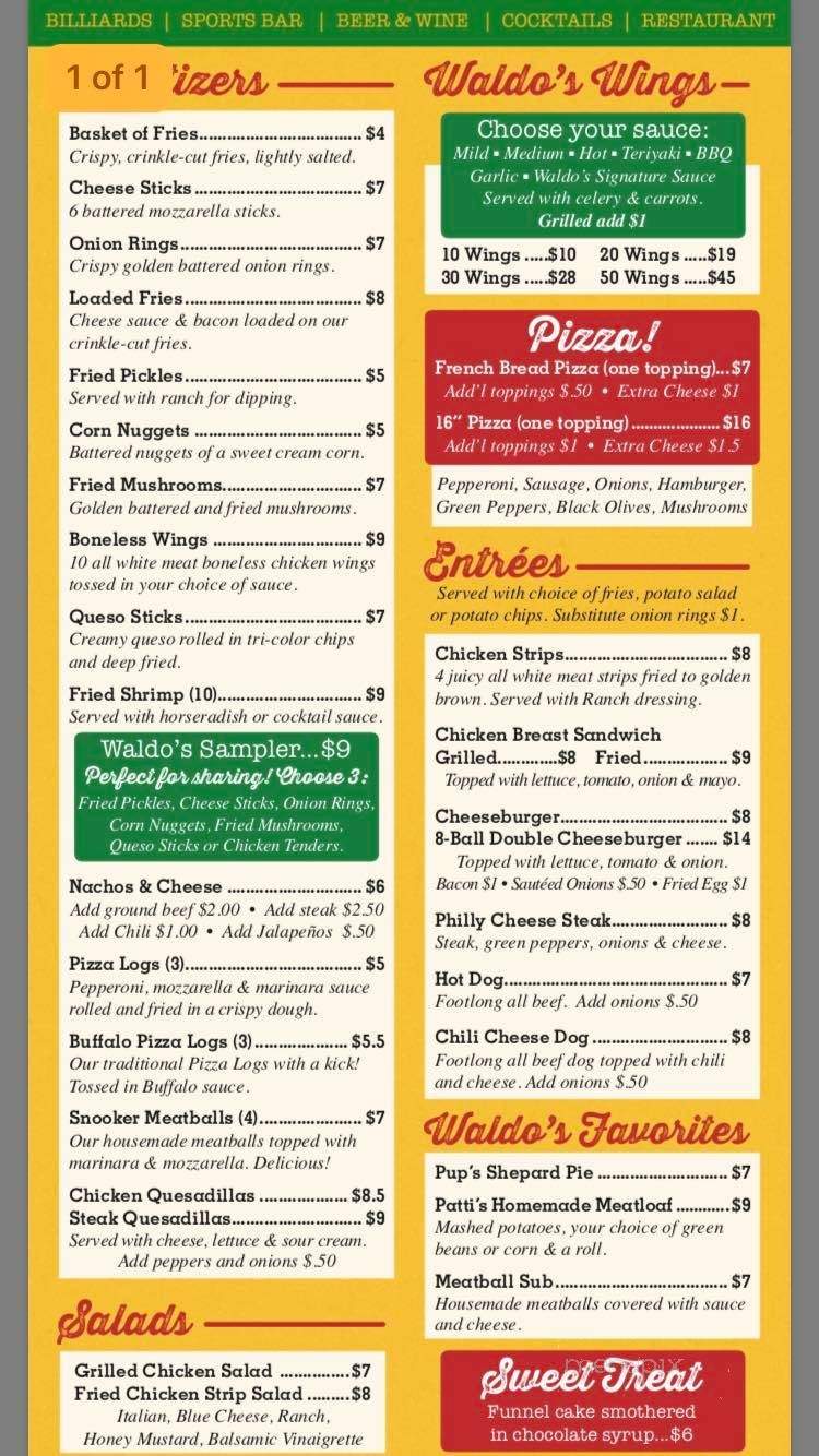 Uncle Waldo's Billiards - Daytona Beach, FL menu_pic