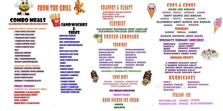 Sandy's Chill Spot Ice Cream & Seafood Restaurant Bellingham - Bellingham, MA menu_pic