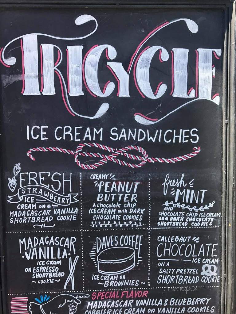 Tricycle Ice Cream - Providence, RI menu_pic
