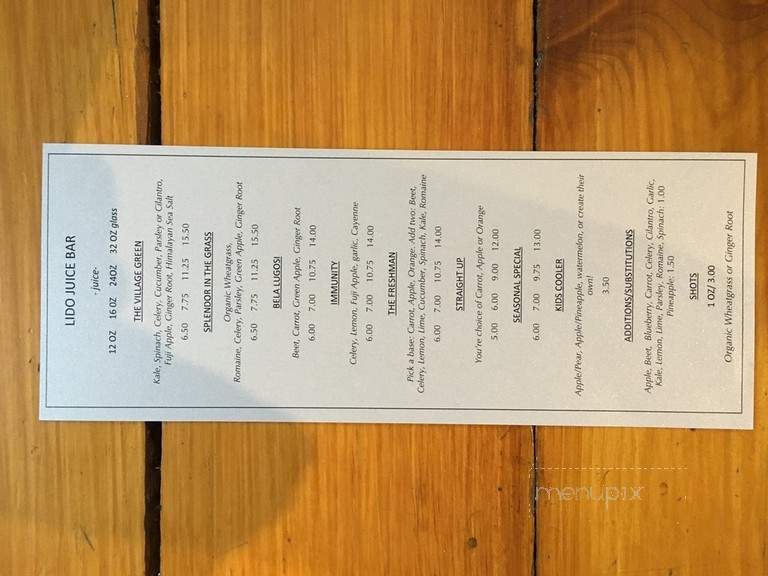 Lido Juice Bar - Hingham, MA menu_pic