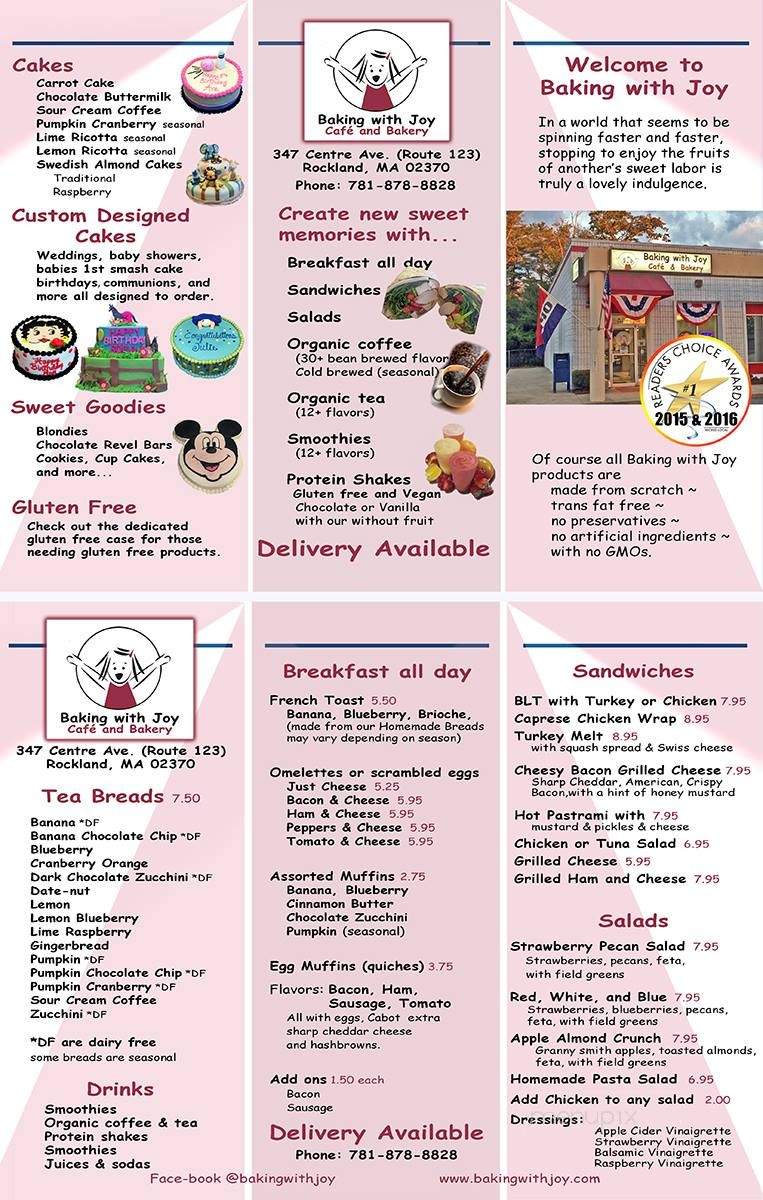 Baking With Joy Cafe & Bakery - Rockland, MA menu_pic