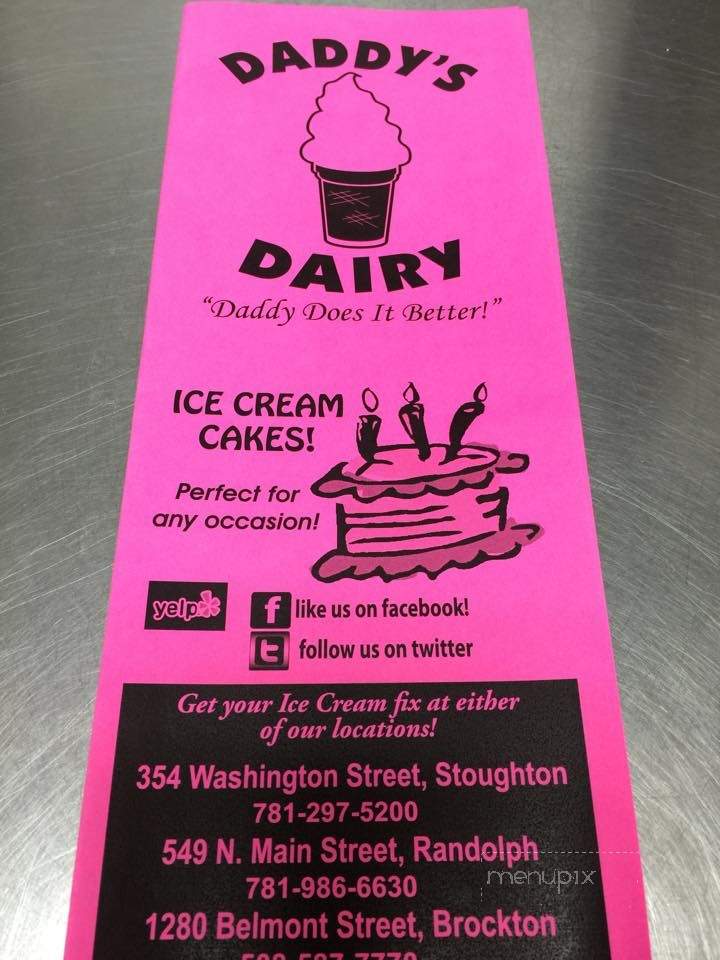 Daddys Dairy - Brockton, MA menu_pic