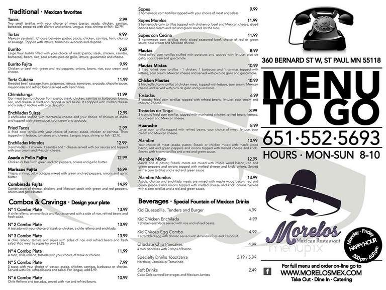 Morelos - Saint Paul, MN menu_pic