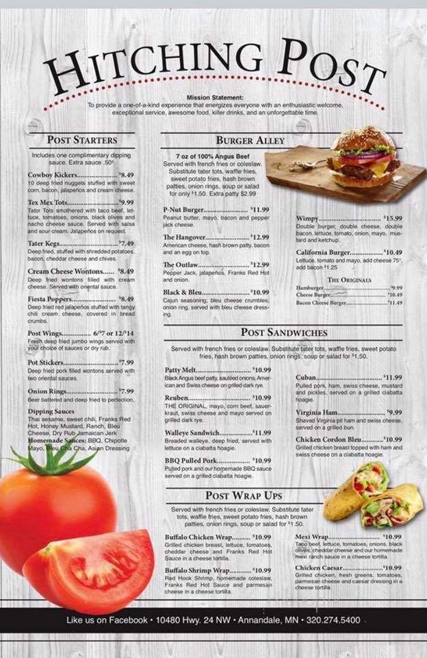 Hitching Post - Annandale, MN menu_pic