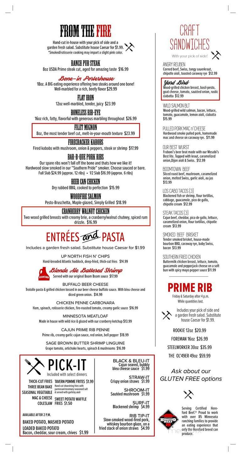 BoomTown WoodFire - Eveleth, MN menu_pic