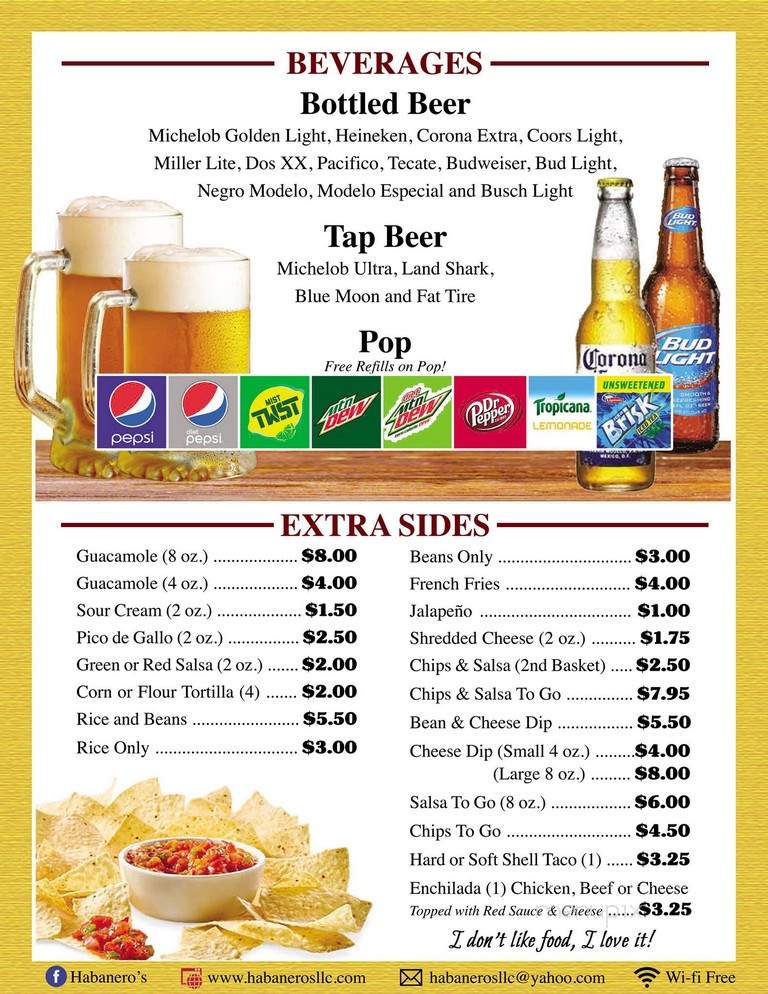 Habanero's - Milbank, SD menu_pic