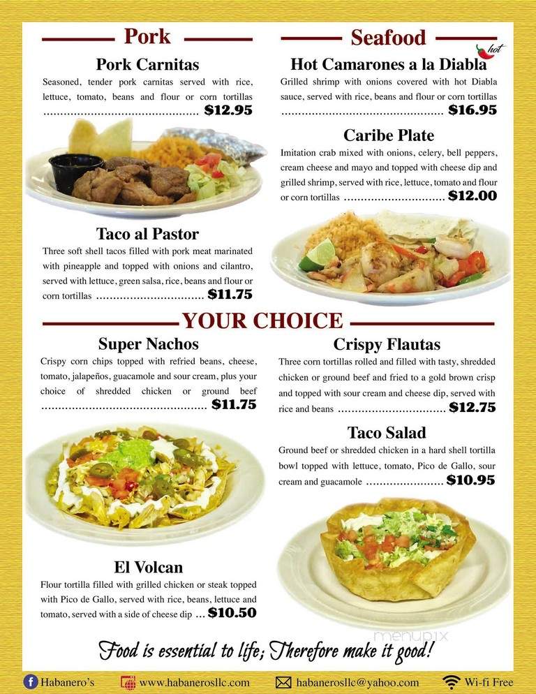 Habanero's - Milbank, SD menu_pic