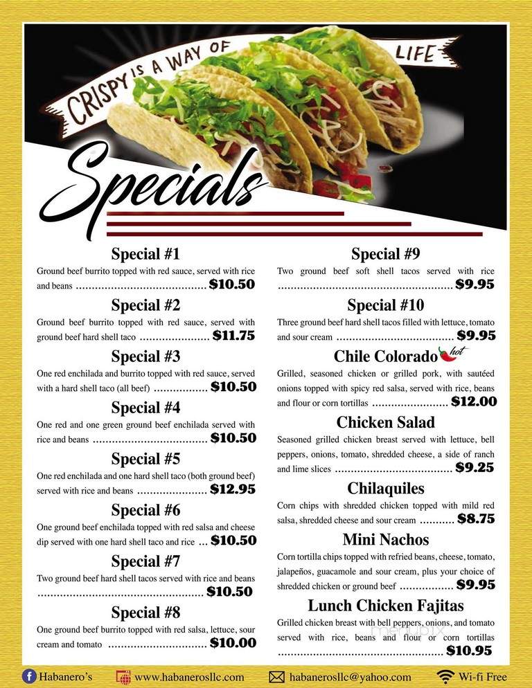 Habanero's - Milbank, SD menu_pic