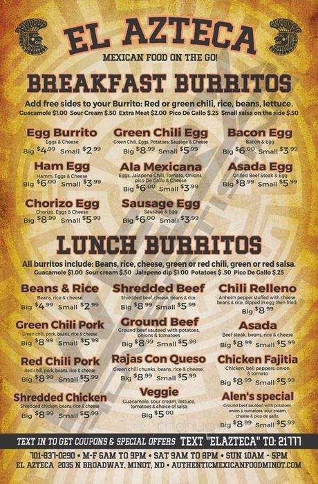 El Azteca - Minot, ND menu_pic