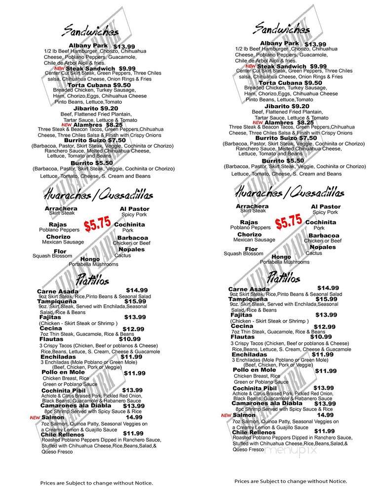 Restaurante El Mogote - Chicago, IL menu_pic