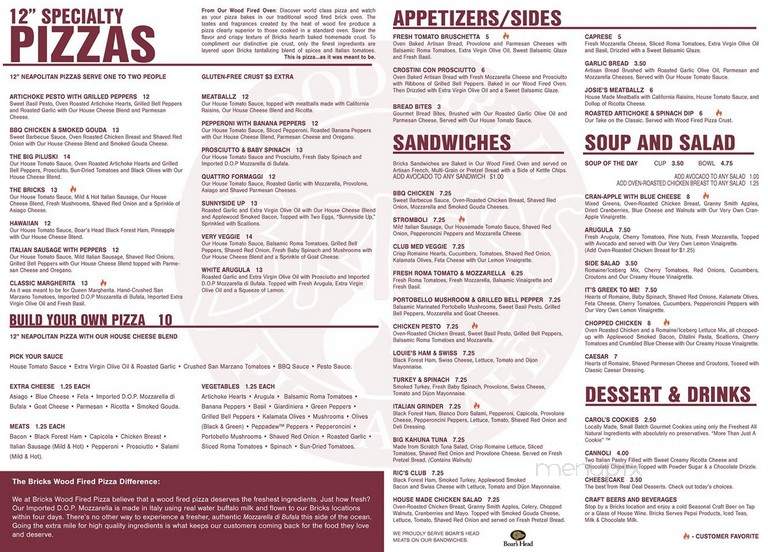 Bricks Wood Fired Pizza & Cafe - Wheaton, IL menu_pic