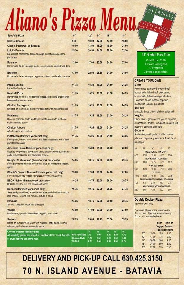 Aliano's Express - Batavia, IL menu_pic