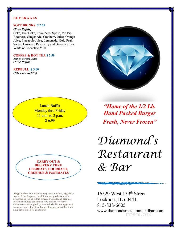 Diamond Billiards Bar & Grill - Lockport, IL menu_pic