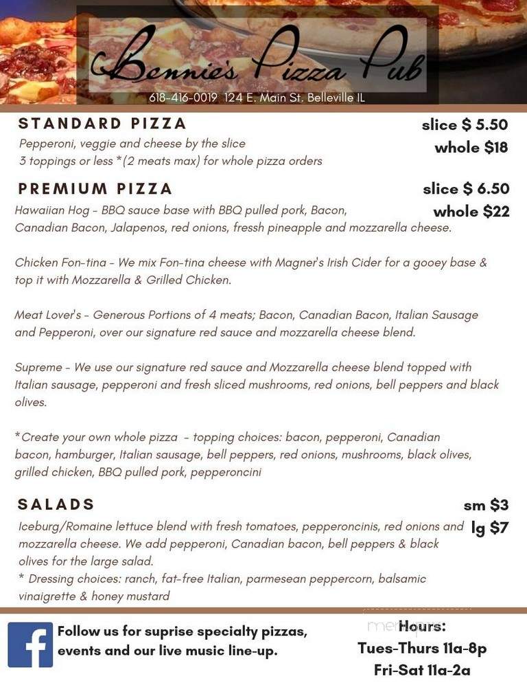 Bennie's Pizza - Crestwood, IL menu_pic