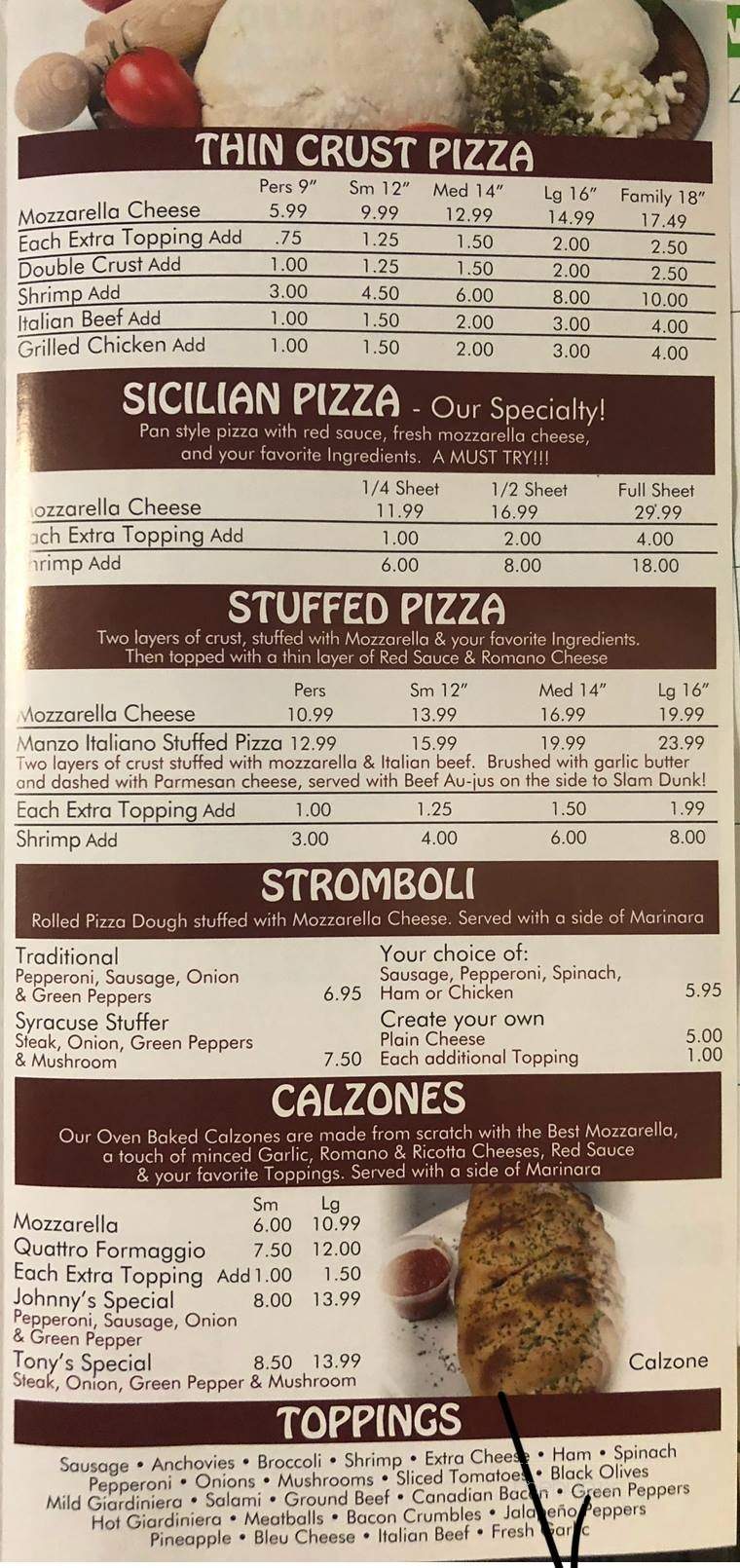 Sicilian Joe's Pizza - Monee, IL menu_pic