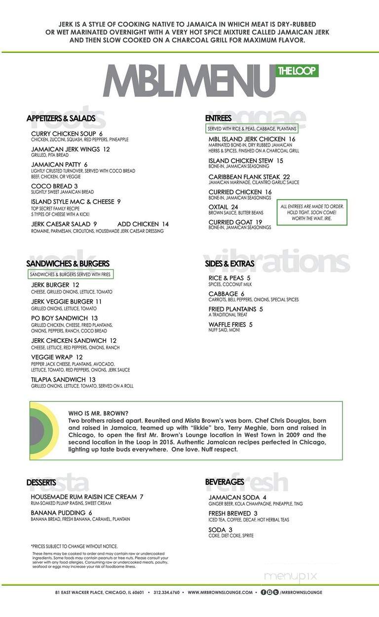 Mr. Brown's Lounge - Chicago, IL menu_pic