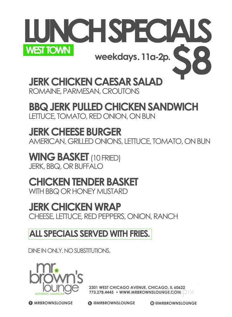 Mr. Brown's Lounge - Chicago, IL menu_pic