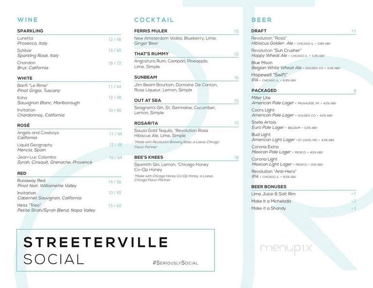 Streeterville Social - Chicago, IL menu_pic
