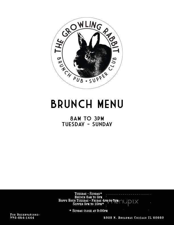 The Growling Rabbit - Chicago, IL menu_pic